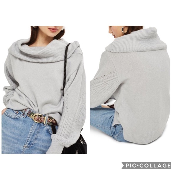 Topshop Sweaters - Topshop Cable Sleeve Cowl Neck Sweater NWT
